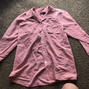 Pink silk button up